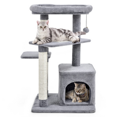 Tangkula Cat Tree for Indoor Cats, 33.5 inch Multi-Level Cat Tower W/Scratching Posts