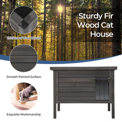 Tangkula Outdoor Cat House Insulated, Weatherproof Cat Enclosure with All-Round Foam Insulated