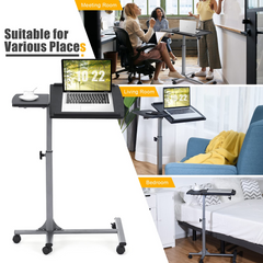 Tangkula Overbed Laptop Desk, Mobile Laptop Stand with Tilting Tabletop