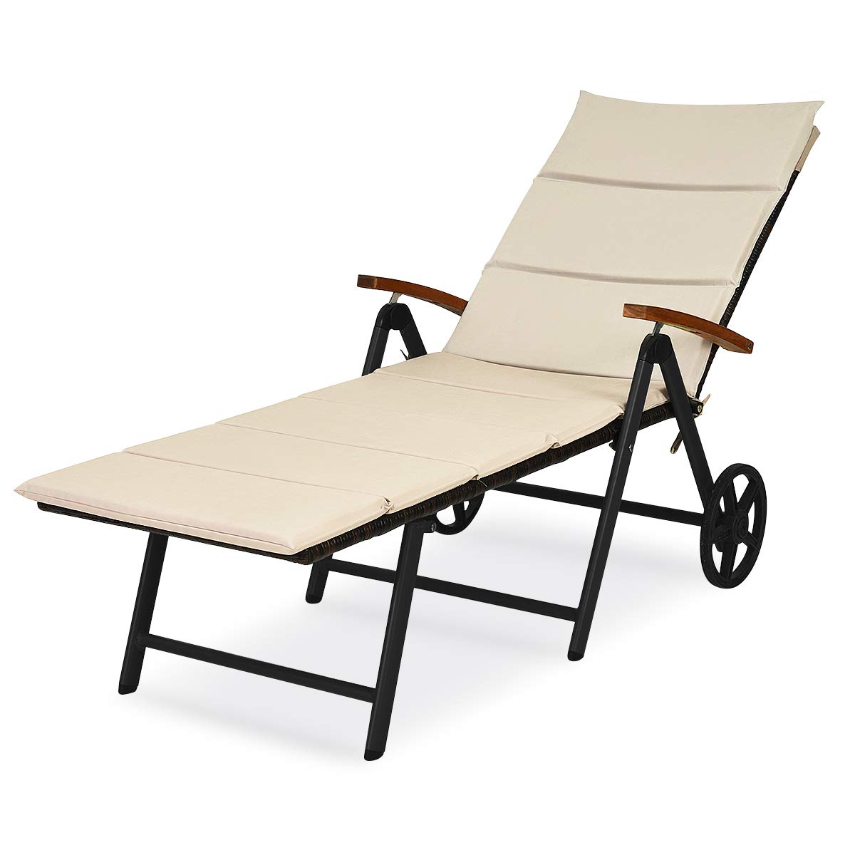 Tangkula Foldable Outdoor Chaise Lounger