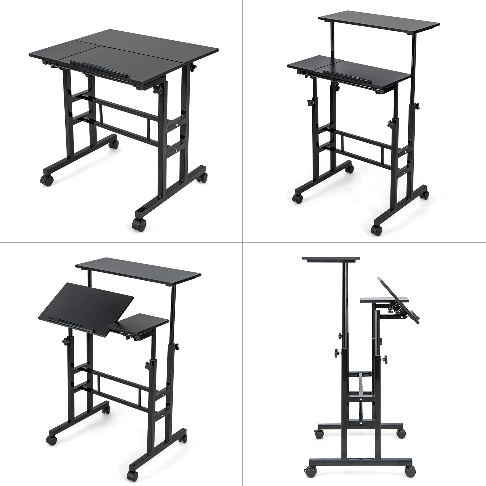 Tangkula Mobile Standing Desk Stand Up Desk