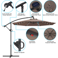 Tangkula 10 FT Patio Offset Umbrella with 360 Degree Rotation