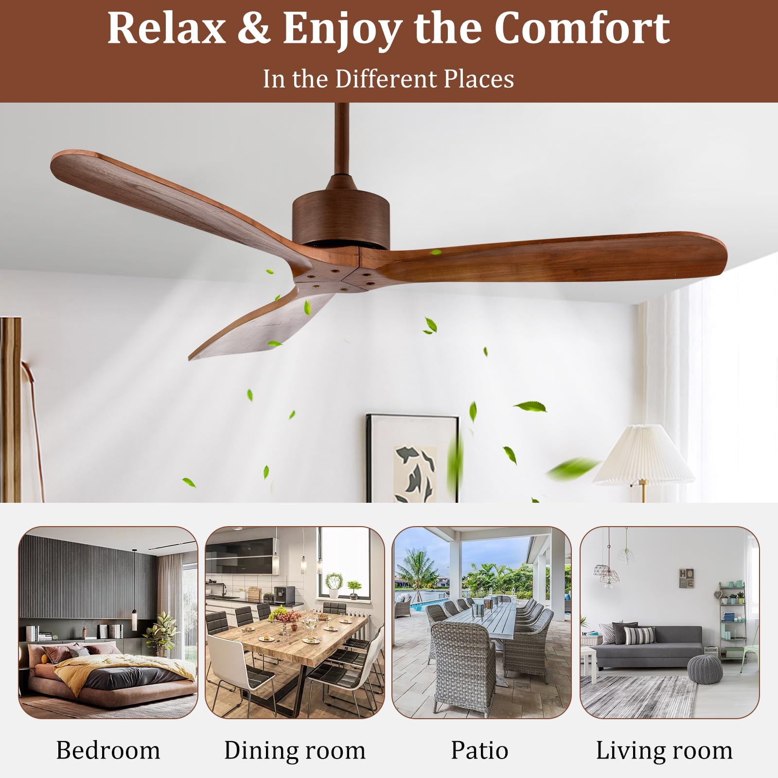 Tangkula 52" Ceiling Fan, Outdoor Indoor Ceiling Fan with Remote Control