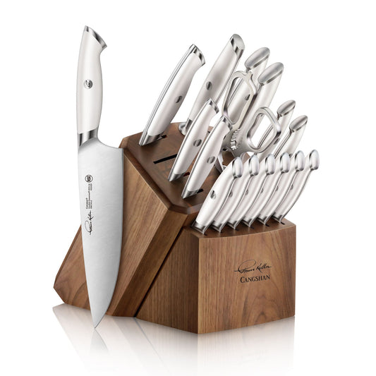 TKSC 17-Piece Knife Block Set, Forged Swedish Powder Steel, Walnut, Thomas Keller Signature Collection, White, 1025590