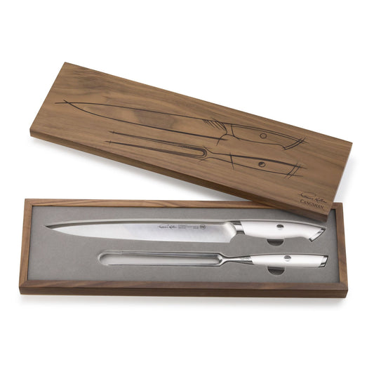 TKSC 2-Piece Carving Set w/ Walnut Box, Forged Swedish Powder Steel, Thomas Keller Signature Collection, White, 1025569