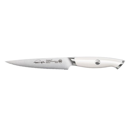 TKSC 5" Serrated Utility Knife, Forged Swedish Powder Steel, Thomas Keller Signature Collection, White, 1025491