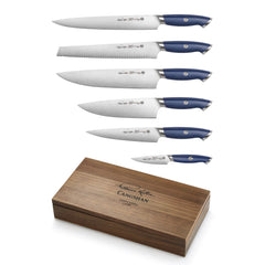 TKSC 6-Piece Knife Set, Forged Swedish Powder Steel, The French Laundry Blue Special Edition Thomas Keller Signature Collection, 1025378