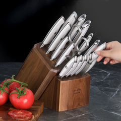 TKSC 17-Piece Knife Block Set, Forged Swedish Powder Steel, Walnut, Thomas Keller Signature Collection, White, 1025590