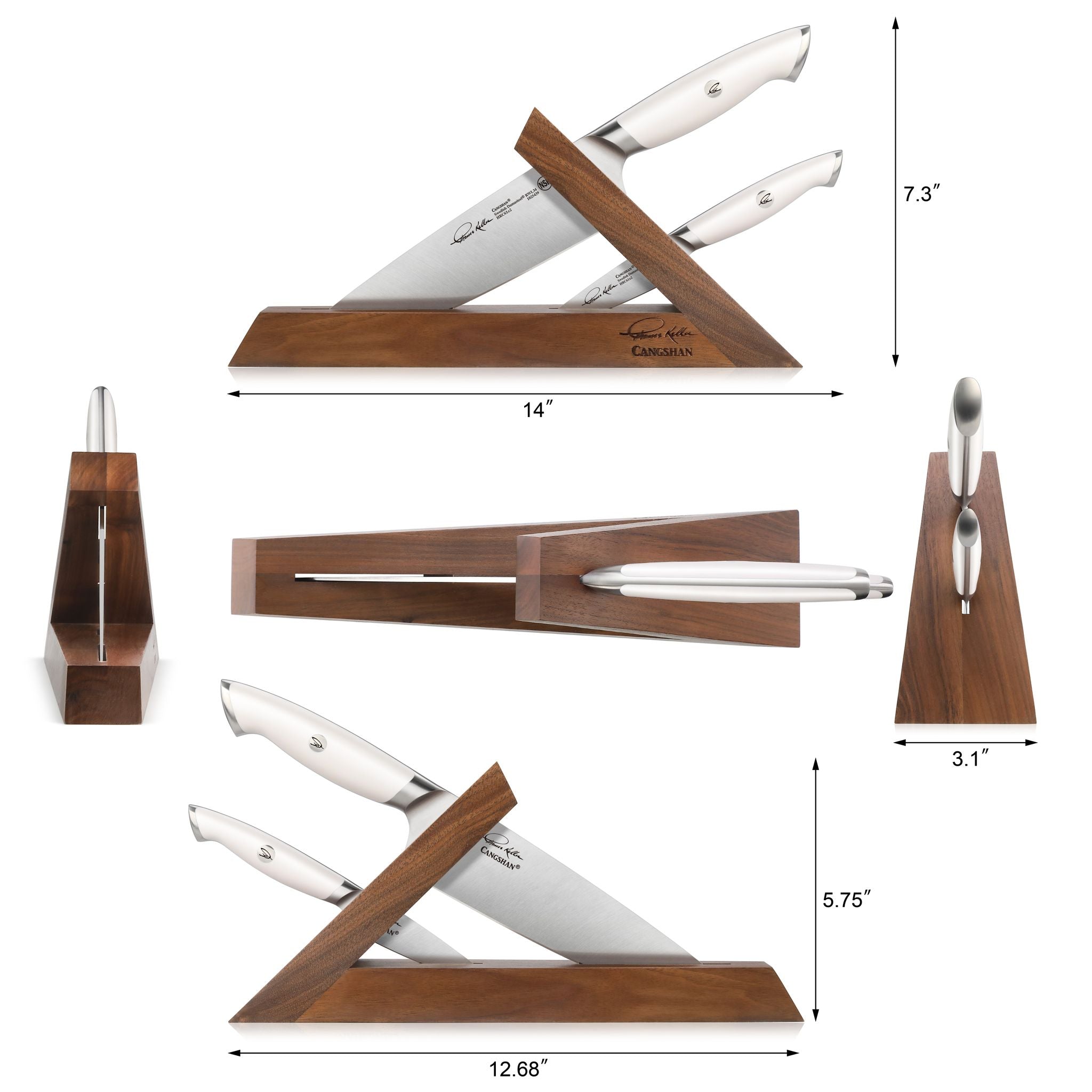 TKSC 3-Piece TAI Block, Forged Swedish Powder Steel, Walnut, Thomas Keller Signature Collection, White, 1025576