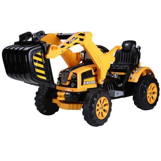 6V Electric Kids Ride On Toy Tractor, Digger Construction Excavator Vehicle, Forward/Backward, Yellow/Black