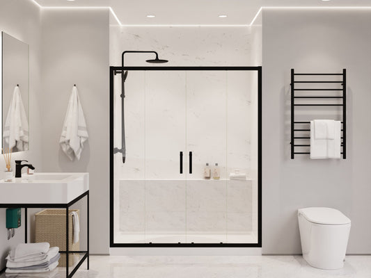 Romance Series 59 to 60 in. x 70 in. Sliding Framed Shower Door with Tsunami Guard Tempered Clear Glass