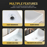Ruth Series 22 in. Rectangular Ceramic Vessel Sink Basin in Glossy White with Curved Edge for Countertop Bathroom Vanity