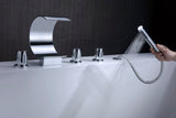 Ribbon 3-Handle Deck-Mount Roman Tub Faucet in Chrome
