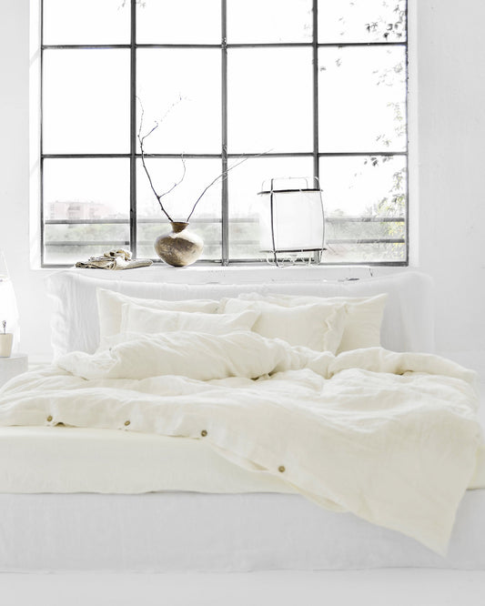Ivory linen duvet cover set (3 pcs)