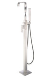 ANZZI Yosemite Floor Mount Tub Filler (44.5" H), 2-Handle Control, 60" Hand Sprayer, Solid Brass, cUPC Certified, Various Finishes