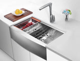 Aegis Farmhouse Stainless Steel 33 in. 0-Hole Single Bowl Kitchen Sink with Cutting Board and Colander