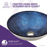 Arc Series 17 in. Bathroom Vessel Sink with Scratch-Tough and Stain-Resistant Non-Porous Surface in Blue Glass
