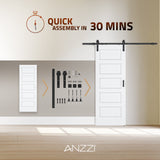 Borneo Series 36 in. x 84 in. Unfinished Ready-to-Stain MDF Interior Sliding Barn Door with Hardware Kit in Matte Black