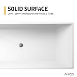 Crema Series 71 in. x 32 in. Flat Bottom Solid Surface Freestanding Soaking Bathtub with Center Drain in Matte White