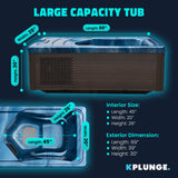 4-6 Person Electric Rock Heater Outdoor Barrel Panoramic Cedar Sauna with 1-Person Blue Cold Plunge & Built-in Chiller
