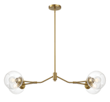 Jewel Four Lights Modern Farmhouse Chandelier Ceiling Hanging Light Fixture For Kitchen Island Dining Room 36"L × 20"W × 7.25"H with Clear Glass