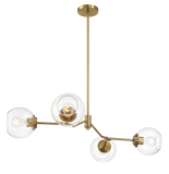 Jewel Four Lights Modern Farmhouse Chandelier Ceiling Hanging Light Fixture For Kitchen Island Dining Room 36"L × 20"W × 7.25"H with Clear Glass