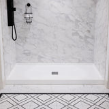 Alexander 60 in. L x 32 in. W Alcove Shower Pan Base with Center Drain in Glossy White Marine Acrylic