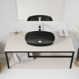 Ariadne Rectangle Glass Vessel Bathroom Sink with Matte Black Finish