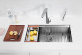 Aegis Undermount Stainless Steel 30 in. 0-Hole Single Bowl Kitchen Sink with Cutting Board and Colander