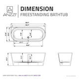 Rossetto Series 67 in. x 28 in. Flat Bottom Solid Surface Freestanding Soaking Bathtub with Center Drain in Matte White