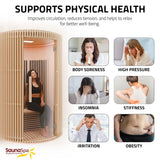 1-2-Person Round Infrared Sauna with Canadian Hemlock Wood, Infrared Heating Panels, Red Light Heater, and Glass Door