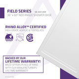 Field Base Series 36 in. L x 60 in. W Corner Shower Shower Pan Base with Left Drain in Glossy White Marine Acrylic