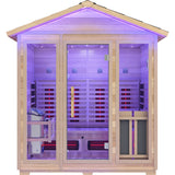 4-Person Infrared and Electric Heater Outdoor Red Cedar and Hemlock Wood Sauna with Wet/Dry Use, Touch Pad Controller