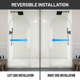 Ember Series 34 in. x 78 in Framed Arch Fixed Shower Screen Door with 8mm Tempered Clear or Fluted Glass