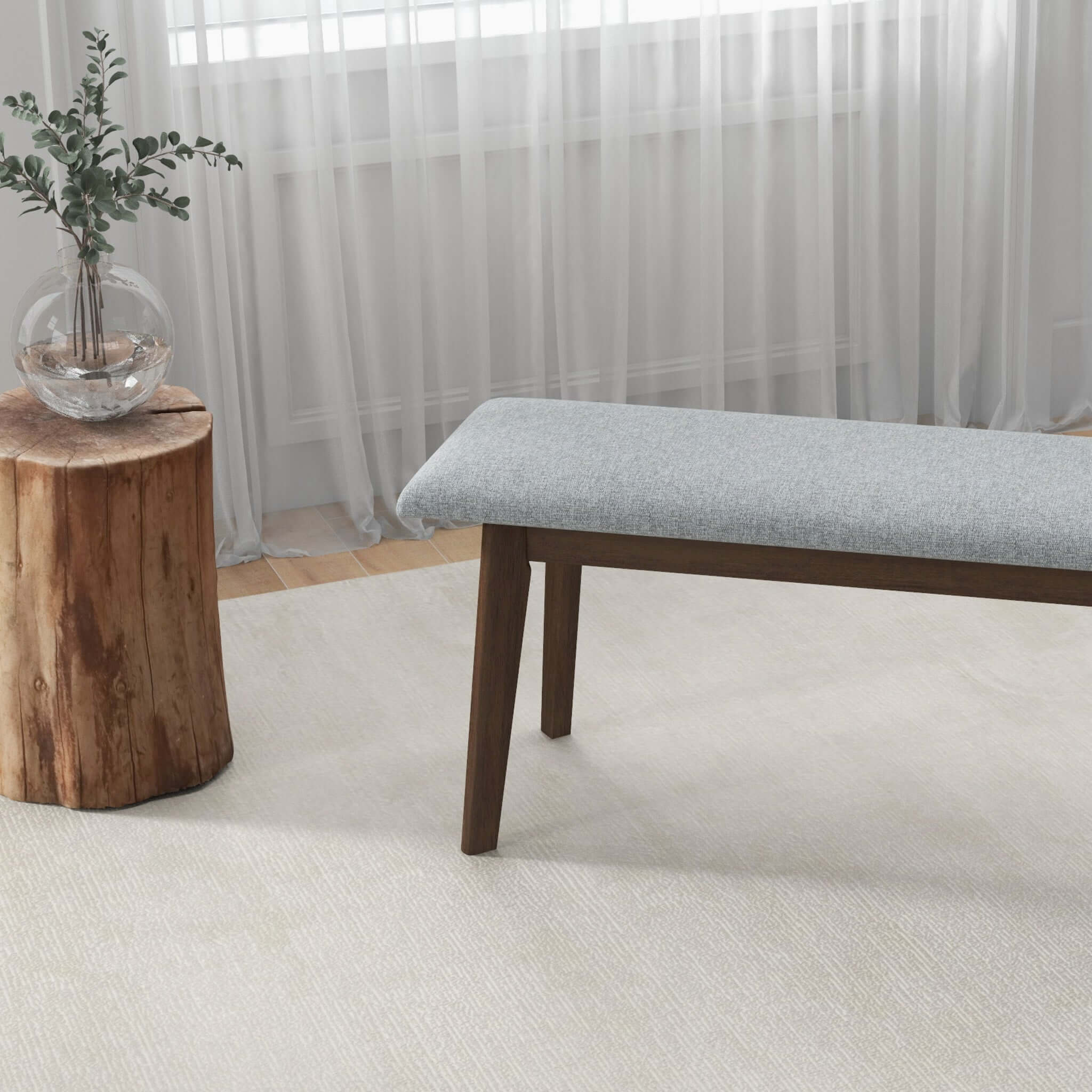 Carlos Fabric Upholstered Solid Wood Bench