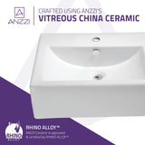 Vitruvius Series 21 in. Rectangular Bathroom Vessel Sink with Built-In Overflow in Glossy White Vitreous China Ceramic