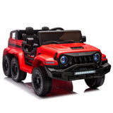 24V Battery Powered Ride On Car with Remote Control and 5-Point Safety Belt, Toy Car with Music, Lights, Rocking Chair Mode, for Kids, Red