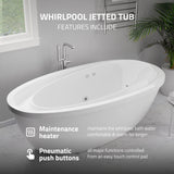 Leni Series 71 in. x 38 in. Jetted Whirlpool 54 Gallon Capacity Freestanding Bathtub with Reversible Drain in White