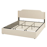 Stuart Hydraulic Lift Up Storage Upholstered Platform King Bed LINEN