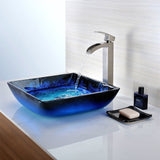 Viace Series 15 in. Bathroom Vessel Sink with Scratch-Tough and Stain-Resistant Non-Porous Surface in Blazing Blue Glass