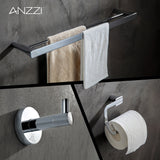 ANZZI 3-Piece Chrome Bathroom Accessories Set - Hand Towel Holder - Toilet Paper Holder - Towel Holder