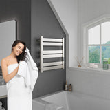 ANZZI Starling Series 6-Bar Wall Mounted Towel Warmer (20.87" L x 20.47" W), Dual Installation, Digital Control Panel, Rhino Alloy Certified Stainless Steel