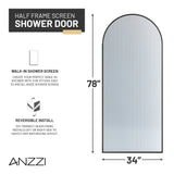 Ember Series 34 in. x 78 in Framed Arch Fixed Shower Screen Door with 8mm Tempered Clear or Fluted Glass