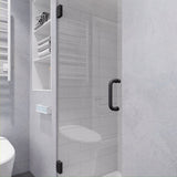 Fellow Series 24 in. x 70 in. Frameless Hinged Shower Door with Clear/Frosted Tempered Glass and Tsunami Guard