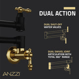 Marca 360-Degree 24 in. Wall Mounted Pot Filler with Dual Swivel