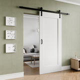 Cenote Series 36 in. x 84 in. Unfinished Ready-to-Stain MDF Interior Sliding Barn Door with Hardware Kit in Matte Black