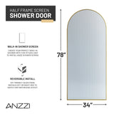 Ember Series 34 in. x 78 in Framed Arch Fixed Shower Screen Door with 8mm Tempered Clear or Fluted Glass