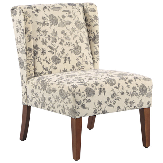HOMCOM Upholstered Armless Accent Chair Leisure Side Chair with Wingback Single Sofa for Living Room Bedroom - Floral Print
