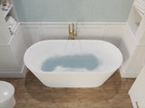 Rossetto Series 67 in. x 28 in. Flat Bottom Solid Surface Freestanding Soaking Bathtub with Center Drain in Matte White