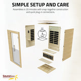 2-Person Infrared Cabin Sauna with Canadian Hemlock Wood, Low EMF Heating Panels, Chromotherapy and Glass Door